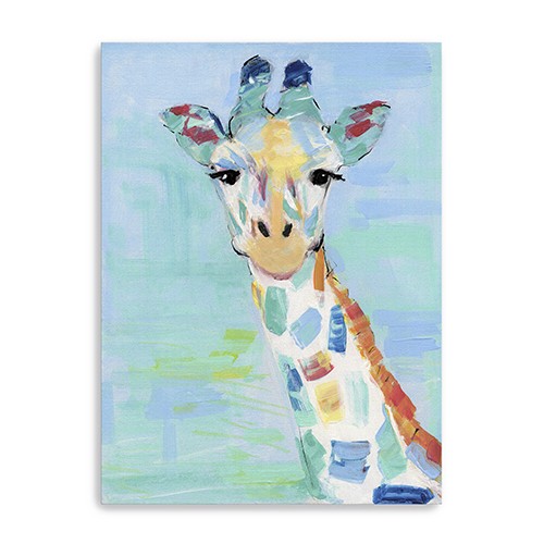 24" Pastel Patchwork Giraffe Canvas Wall Art, Vertical Orientation 2 24" Pastel Patchwork Giraffe Canvas Wall Art, Vertical Orientation - Image 2