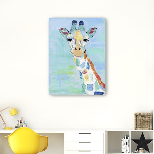 24" Pastel Patchwork Giraffe Canvas Wall Art, Vertical Orientation 4 24" Pastel Patchwork Giraffe Canvas Wall Art, Vertical Orientation - Image 4