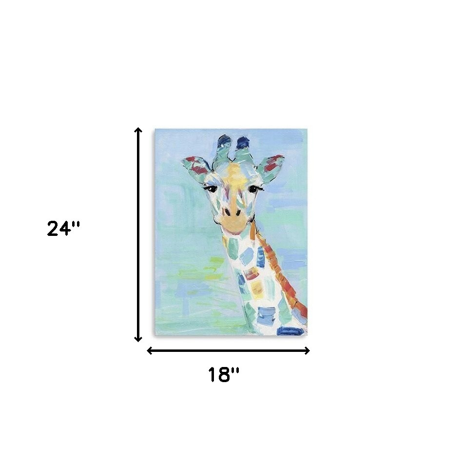 24" Pastel Patchwork Giraffe Canvas Wall Art, Vertical Orientation 5 24" Pastel Patchwork Giraffe Canvas Wall Art, Vertical Orientation - Image 5