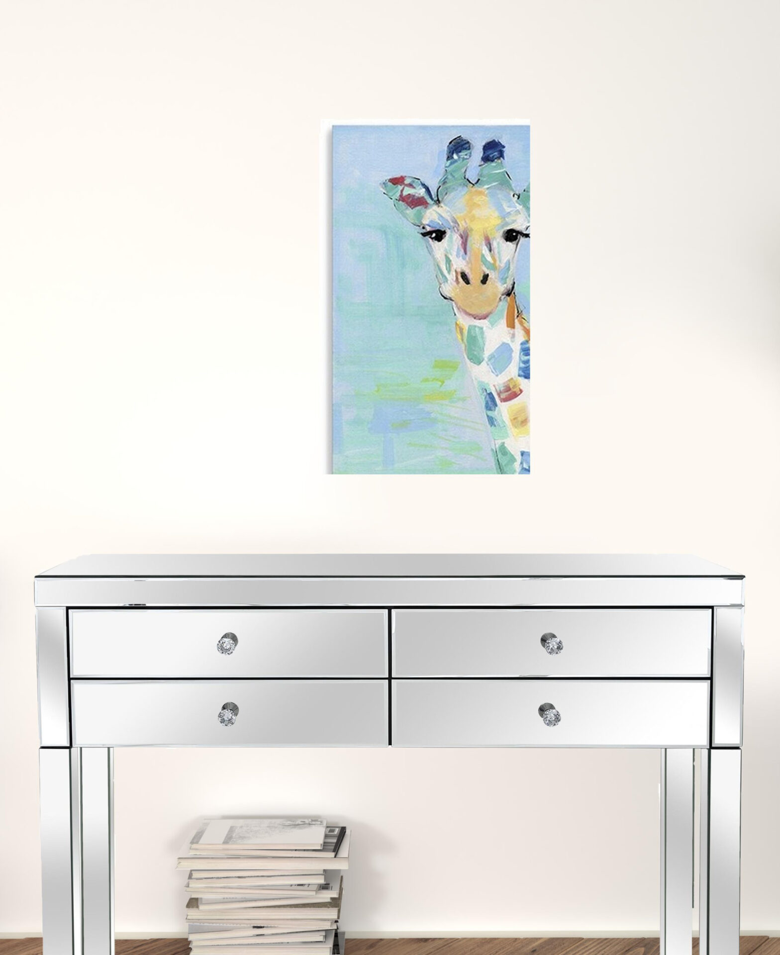24" Pastel Patchwork Giraffe Canvas Wall Art, Vertical Orientation 3 24" Pastel Patchwork Giraffe Canvas Wall Art, Vertical Orientation - Image 3