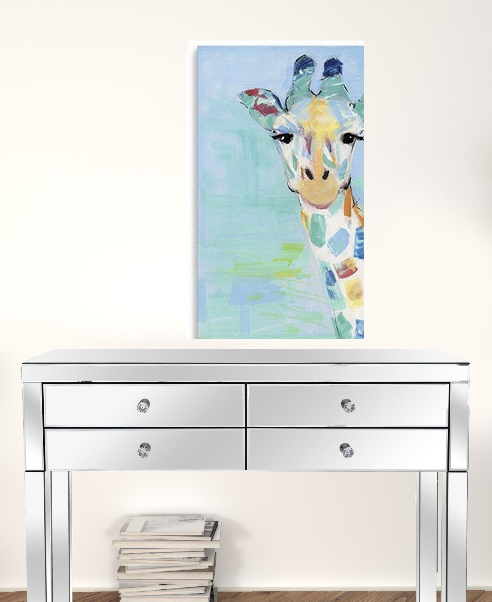 32" x 24" Pastel Patchwork Giraffe Canvas Wall Art 3 32" x 24" Pastel Patchwork Giraffe Canvas Wall Art - Image 3