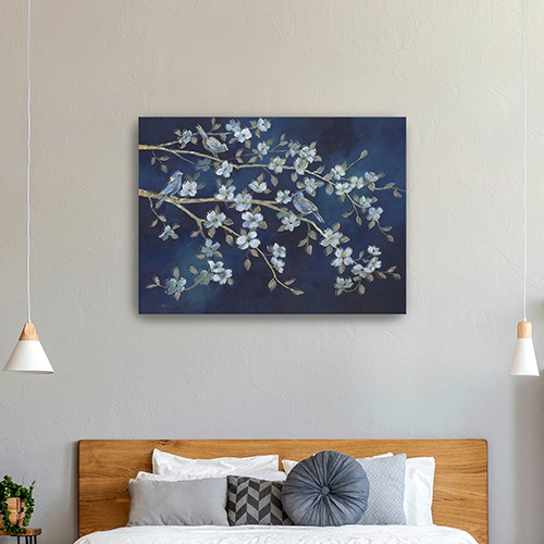 24" x 32" Navy Blue Midnight Bird Canvas Wall Art 4 24" x 32" Navy Blue Midnight Bird Canvas Wall Art - Image 4