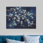 18" x 24" Navy Blue Watercolor Bird Canvas Wall Art