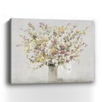 Large Colorful Wildflowers Vase Canvas Wall Art, 30"