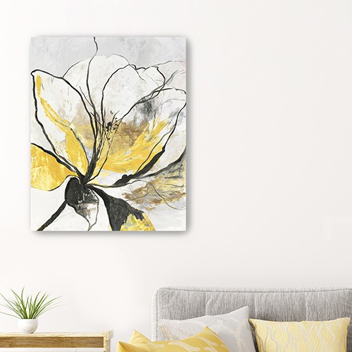 20" Modern Yellow and Black Flower Vertical Canvas Wall Art 4 20" Modern Yellow and Black Flower Vertical Canvas Wall Art - Image 4