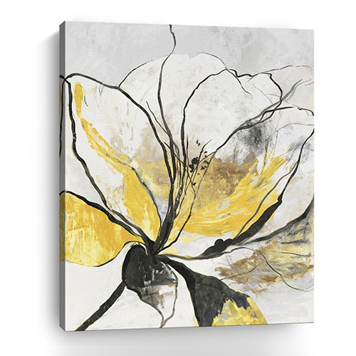 20" Modern Yellow and Black Flower Vertical Canvas Wall Art 2 20" Modern Yellow and Black Flower Vertical Canvas Wall Art - Image 2