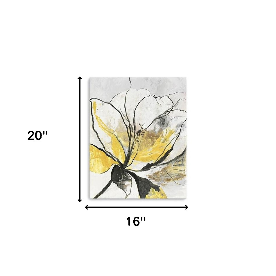 20" Modern Yellow and Black Flower Vertical Canvas Wall Art 5 20" Modern Yellow and Black Flower Vertical Canvas Wall Art - Image 5