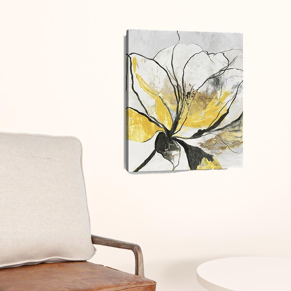 20" Modern Yellow and Black Flower Vertical Canvas Wall Art 3 20" Modern Yellow and Black Flower Vertical Canvas Wall Art - Image 3