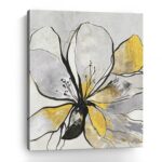 20" Modern Yellow and Black Flower Canvas Wall Art