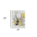 20" Modern Yellow and Black Flower Canvas Wall Art