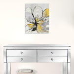 20" Modern Yellow and Black Flower Canvas Wall Art