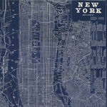 48" x 32" Indigo and White New York Map Canvas