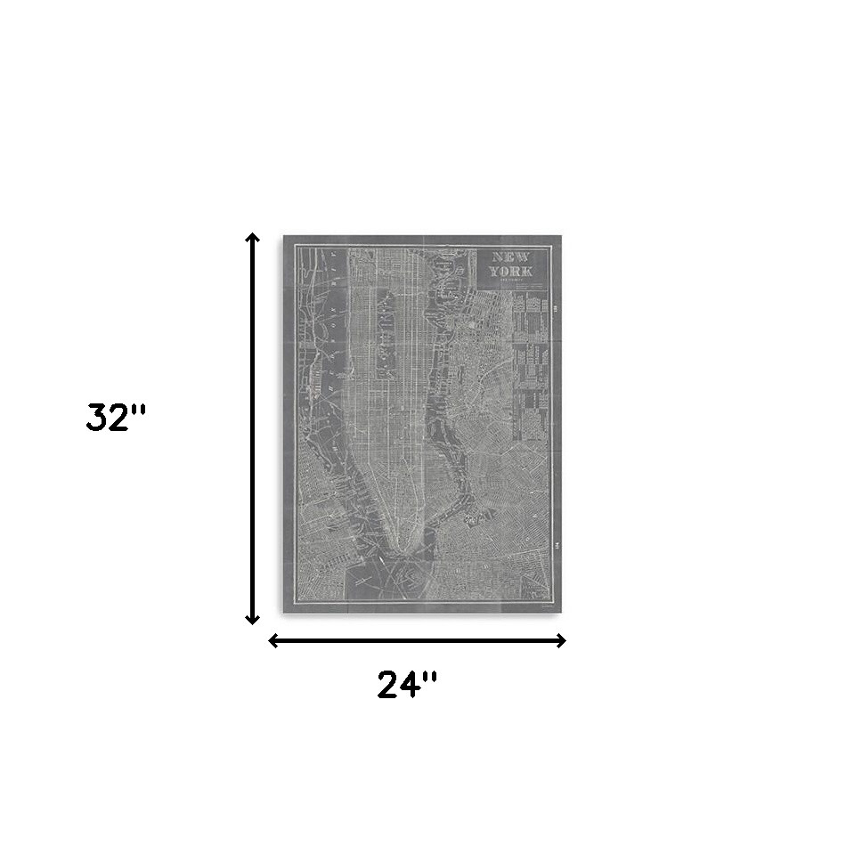 36" x 24" Gray and White New York Map Canvas Wall Art 5 36" x 24" Gray and White New York Map Canvas Wall Art - Image 5