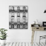 20" x 16" Black and White Balcony Canvas Wall Art
