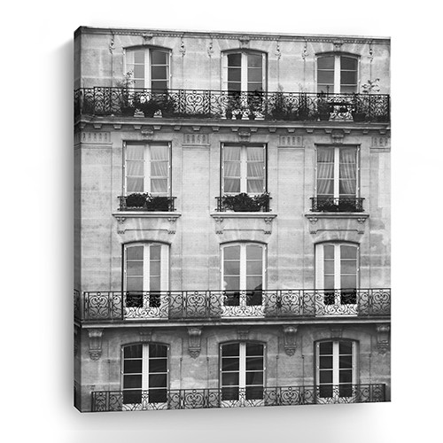 30 x 24 Black and White Balcony Canvas Wall Art