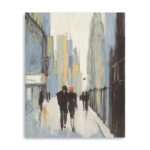 30" x 24" Vertical Watercolor City Walk Canvas Wall Art