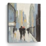 30" x 24" Vertical Watercolor City Walk Canvas Wall Art