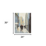 30" x 24" Vertical Watercolor City Walk Canvas Wall Art