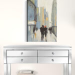 30" x 24" Vertical Watercolor City Walk Canvas Wall Art