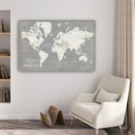 24" Minimalist World Map Canvas Wall Art, Horizontal Decor 9 24" Minimalist World Map Canvas Wall Art, Horizontal Decor