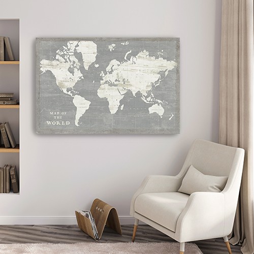 24" Minimalist World Map Canvas Wall Art, Horizontal Decor 4 24" Minimalist World Map Canvas Wall Art, Horizontal Decor - Image 4