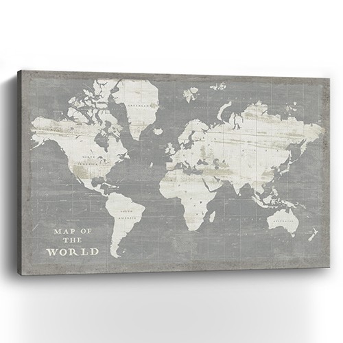 24" Minimalist World Map Canvas Wall Art, Horizontal Decor 2 24" Minimalist World Map Canvas Wall Art, Horizontal Decor - Image 2