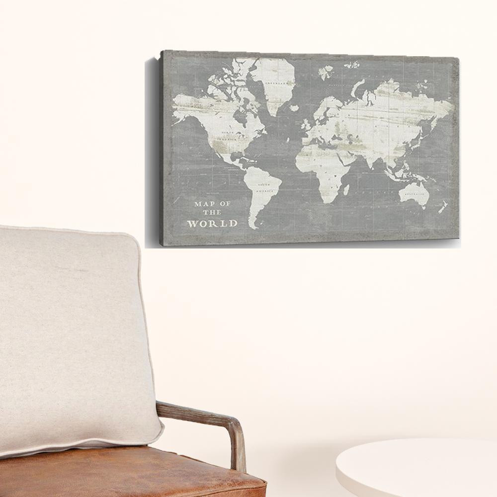 24" Minimalist World Map Canvas Wall Art, Horizontal Decor 3 24" Minimalist World Map Canvas Wall Art, Horizontal Decor - Image 3