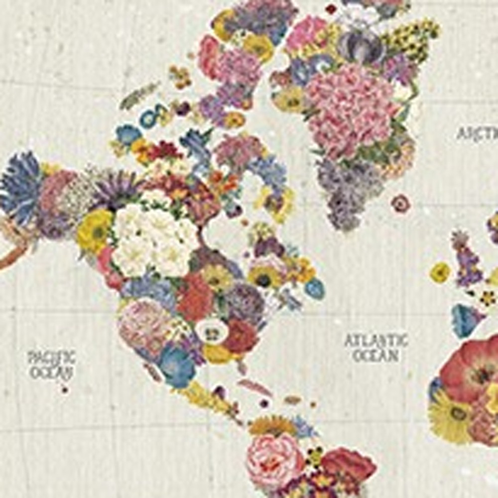 36” x 24” Floral World Map Canvas Wall Art 4 36” x 24” Floral World Map Canvas Wall Art - Image 4