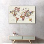 48" x 32" Floral Map Canvas Wall Art, Horizontal