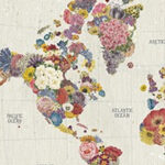 48" x 32" Floral Map Canvas Wall Art, Horizontal
