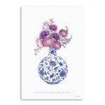 48" x 32" Blue and White Floral Vase Canvas Art