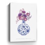 48" x 32" Blue and White Floral Vase Canvas Art