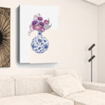 48" x 32" Blue and White Floral Vase Canvas Art