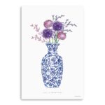 48" x 32" Blue and White Floral Vase Canvas Wall Art