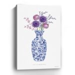 48" x 32" Blue and White Floral Vase Canvas Wall Art