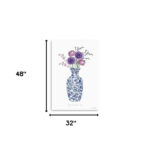 48" x 32" Blue and White Floral Vase Canvas Wall Art