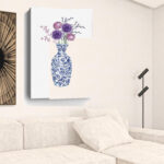 48" x 32" Blue and White Floral Vase Canvas Wall Art