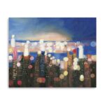 30" x 24" Watercolor City Lights Horizon Canvas Wall Art