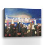 30" x 24" Watercolor City Lights Horizon Canvas Wall Art
