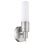 Silver Wall Sconce with Frosted Glass Shade