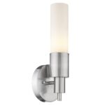 Silver Wall Sconce with Frosted Glass Shade