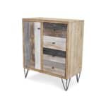 Multi Solid Wood Four Drawer Sideboard With Metal Feet