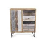Multi Solid Wood Four Drawer Sideboard With Metal Feet