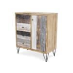 Multi Solid Wood Four Drawer Sideboard With Metal Feet