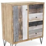 Multi Solid Wood Four Drawer Sideboard With Metal Feet