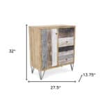 Multi Solid Wood Four Drawer Sideboard With Metal Feet