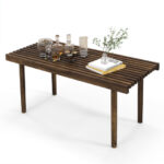 Rustic 39 Inch Coffee Table with Slatted Top and Stability