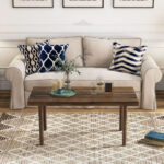Rustic 39 Inch Coffee Table with Slatted Top and Stability