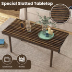 Rustic 39 Inch Coffee Table with Slatted Top and Stability