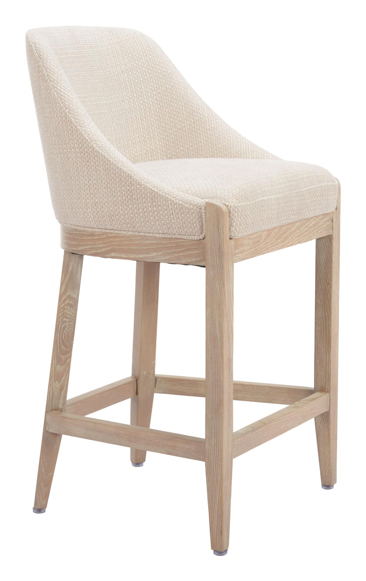 Beige Counter Stool with Solid Ash Wood Legs and Footrest 1 Beige Counter Stool with Solid Ash Wood Legs and Footrest